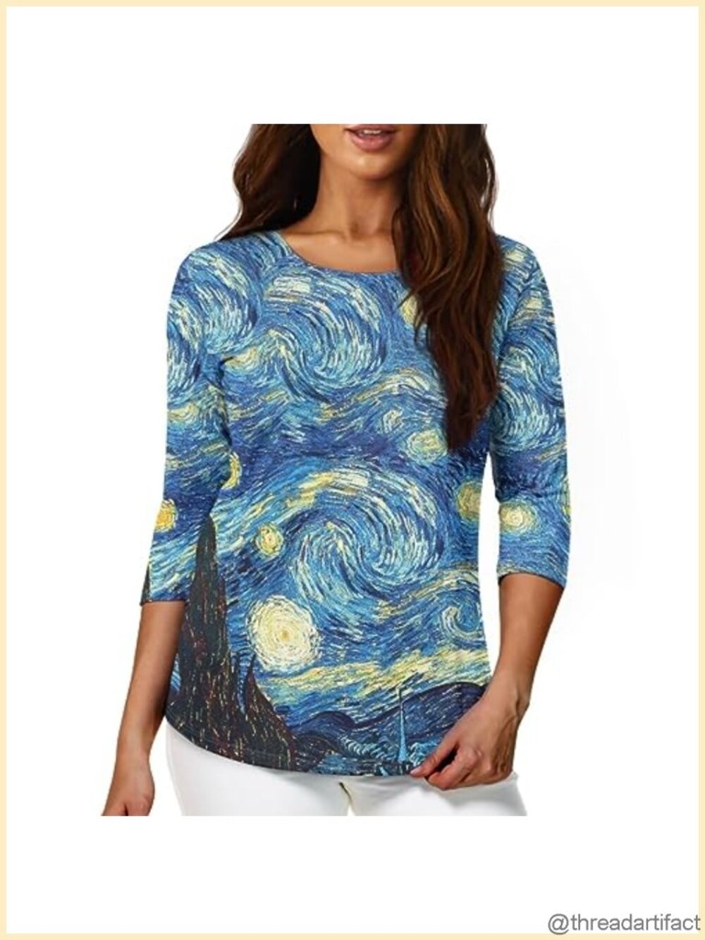 Women's 3/4 Sleeve Crewneck Tunic Top Casual Blouse Yoga Tee